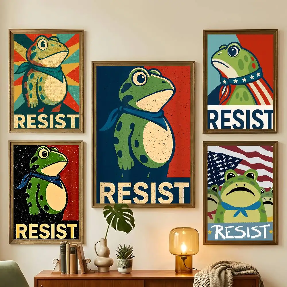 Resist Portland Frog Poster For Bedroom Gamer Room Decor Restaurant Wall Trendy Aesthetic Gift