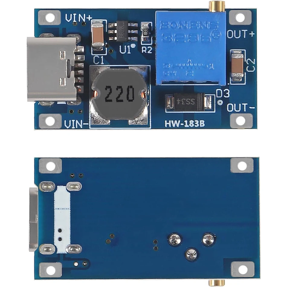 10pcs MT3608 Adjustable Step Up Module Voltage Regulator Micro USB Type-c Plug 2V-24V to 5V-28V 2A Step-Up DC-DC Boost Converter