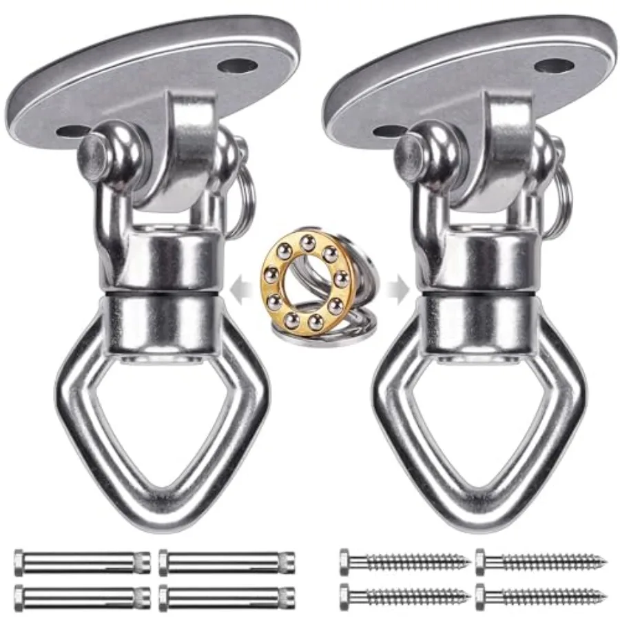 

2Pack Swing Hanger with Bearing Swivel 800LB Capacity Stainless Steel Aerial Silks Ceiling Mount Bracket Hammock Hardware for S