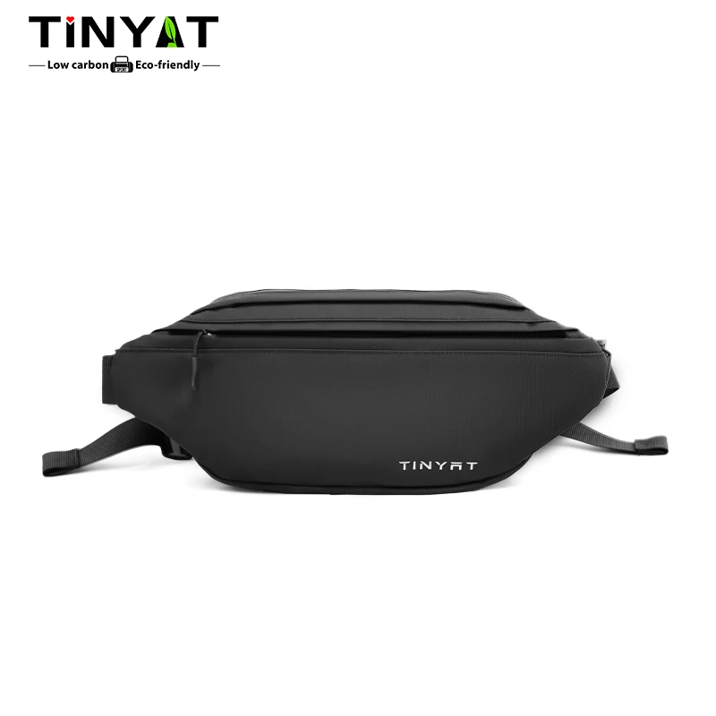 TINYAT Men's Fashion Fanny Pack Magnetic Shoulder Bag Crossbody Bag with Headphone Jack for Daily Commuting and Outdoor Travel