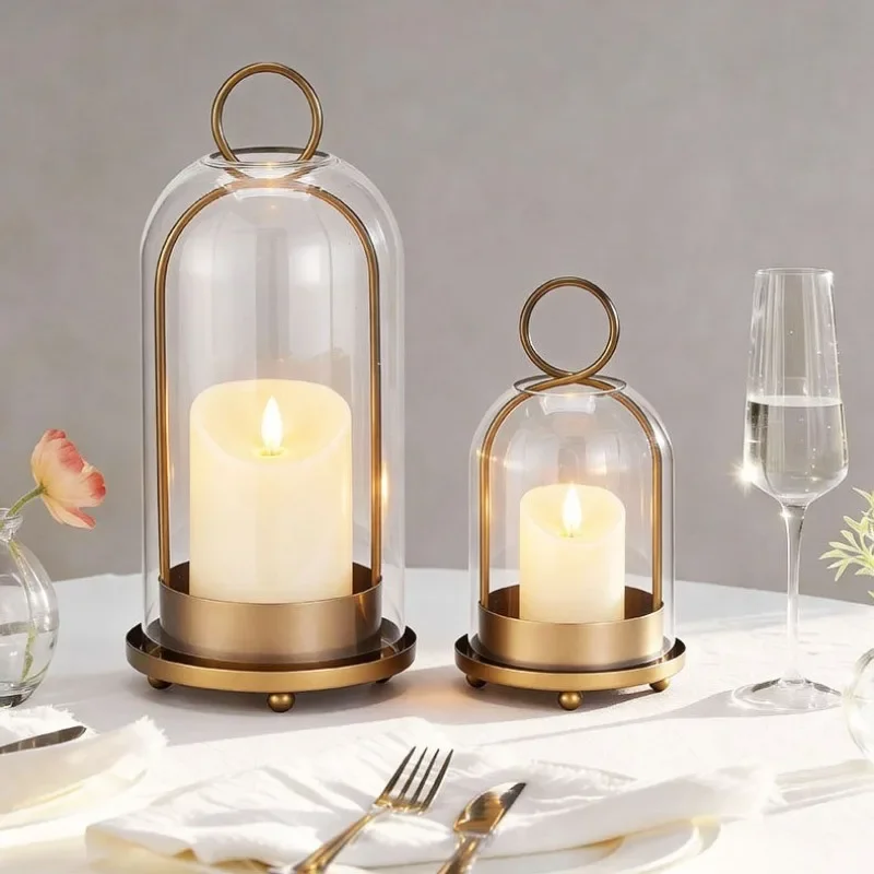 Vintage Metal & Glass Cover Candle Holder – Tabletop & Hanging Lantern Home Decor, Multi-Use as Vase for Home & Event Styling