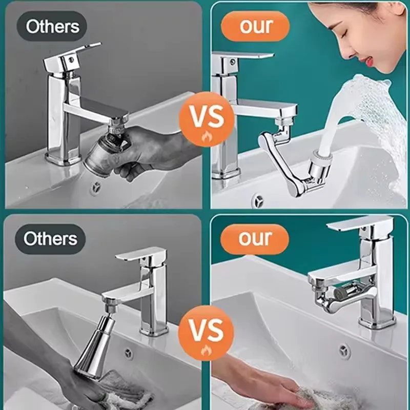 Universal Metal Copper Kitchen Faucet Aerator Extender 1080° Rotation Spray Head Tap Extension 360° Sink Sprayer  Water Saving