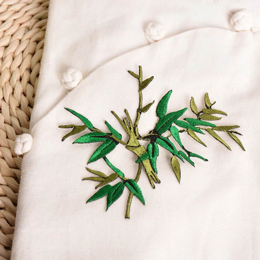 1Pc Bamboo Iron on Patches for Clothes Applique Sewing Embroidery Patch Diy Badges for Jackets Dress T Shirt