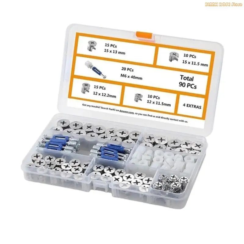 K1AE Furniture Cams Lock Fasteners,100 Sets 3-in-1 Eccentric Wheel Connecting Furniture Screw Nut Furniture Screws