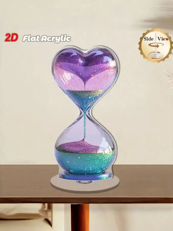 1Pc Acrylic Heart-Shaped Funnel Decor 2D Flat Rotating Modern 3D Asymmetrical Desktop Accent Ornament for Home Decor image 6