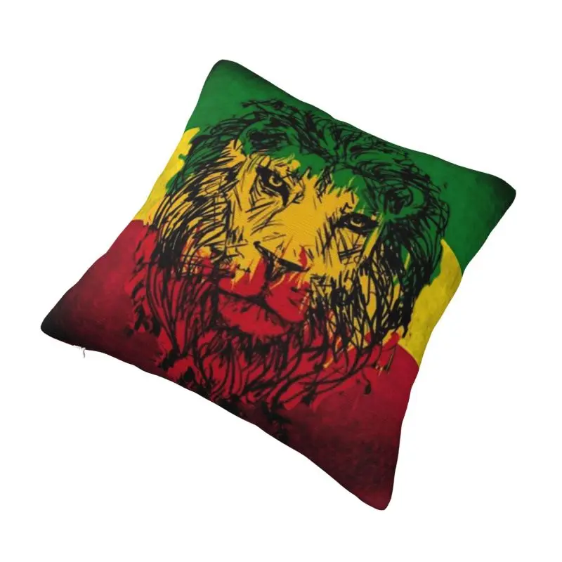 Custom Lion Of Judah Rasta Jamaican Reggae Pillow Case 45x45cm Rastafarian Art Luxury Cushion Cover Car Pillowcase