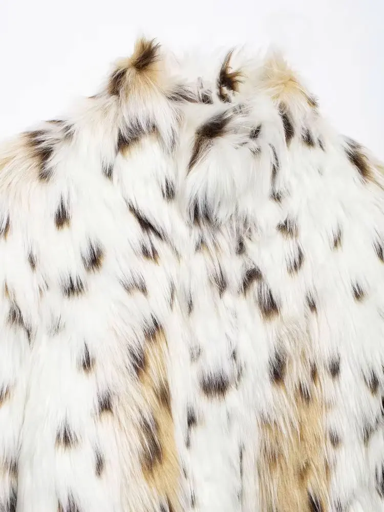 Damska gruba, ciepła kurtka/płaszcz ze sztucznego futra, kołnierz z klapami, długi rękaw, zapinana na guziki, odzież wierzchnia damska, eleganckie topy, moda