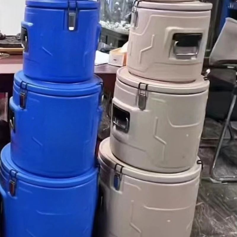 Catering insulated food container set 80L cylindrical insulator, blue, red, brown, suitable for professional kitchens