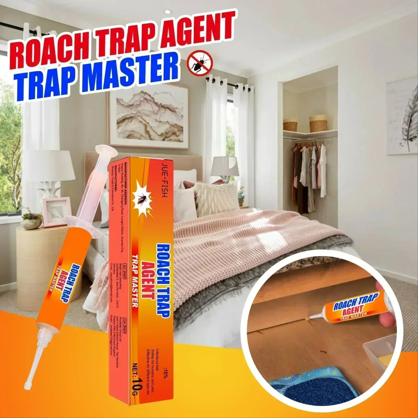 Fotografia 3: Isca em Gel para Baratas, Eficaz Exterminador de Baratas para Infestações Internas, Gel Versátil para Controle de Baratas em Ambientes Internos e Externos