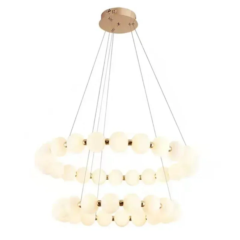 Imagem -06 - Luxo Cobre Led Lustres com Bola de Acrílico Branco Lâmpada Pendurada Ajustável Parlor Pendant Lights Sala de Jantar e Iluminação do Quarto