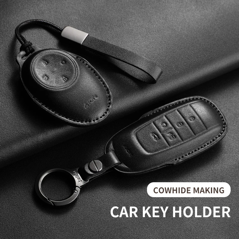 

Leather Car Key Case Cover For GAC AION Y Plus S V LX IA5 UT RT Car Smart Remote Keychain Case Protection Decorative Accessories