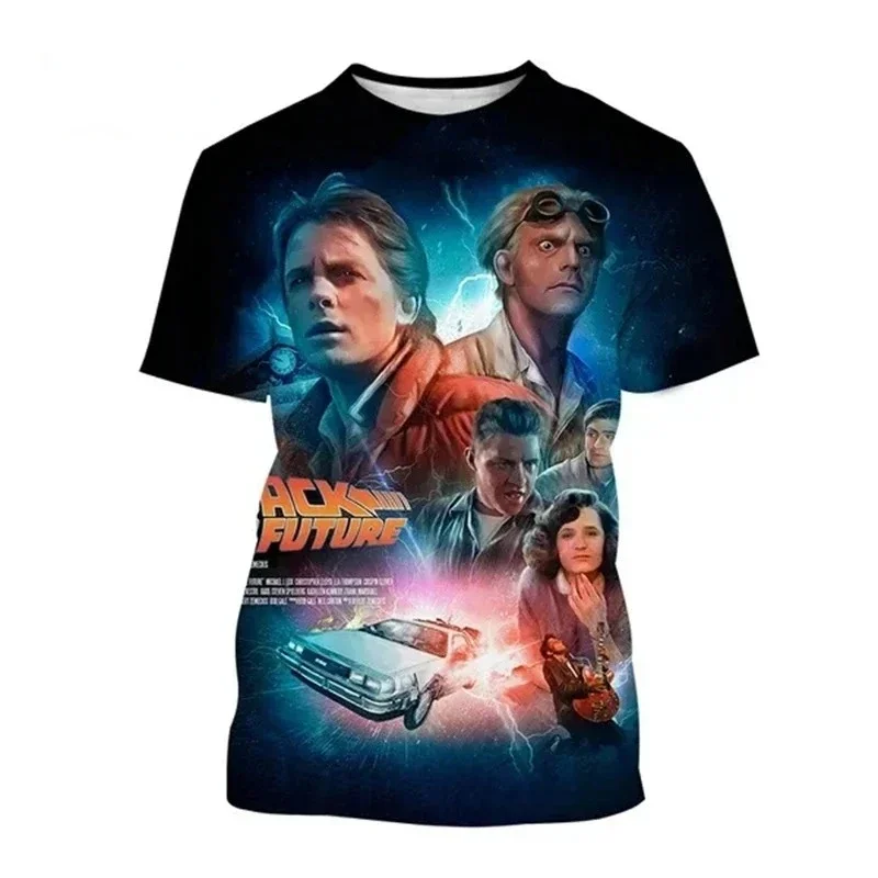 Movie Back To The Future 3D Print T-shirt Men's Hip Hop Harajuku Style Street Round Neck  Short-sleeved Cosplay Men's Clothing