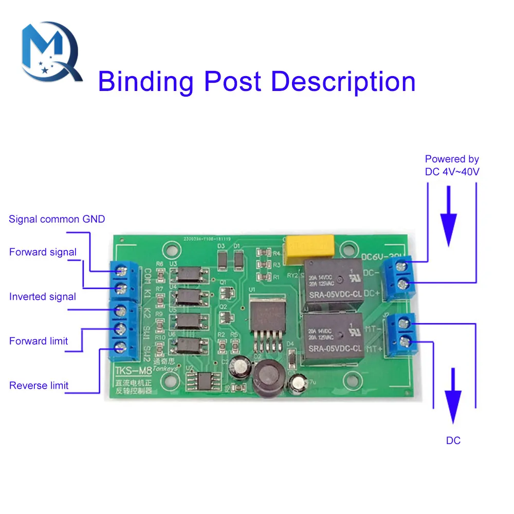 DC 6V 12V 24V DC Motor Forward and Reverse Controller 20A High Current with Limit Relay Driver Lifting Control Board P0