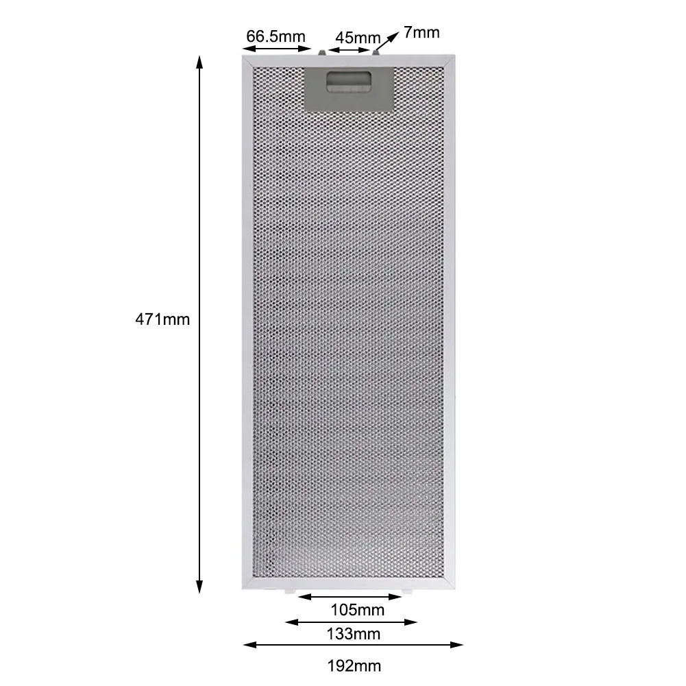 Silver Cooker Hood Filters Metal Mesh Extractor Vent Filter For Kitchen Extractor Fan Vent 192 X 471 X 9mm