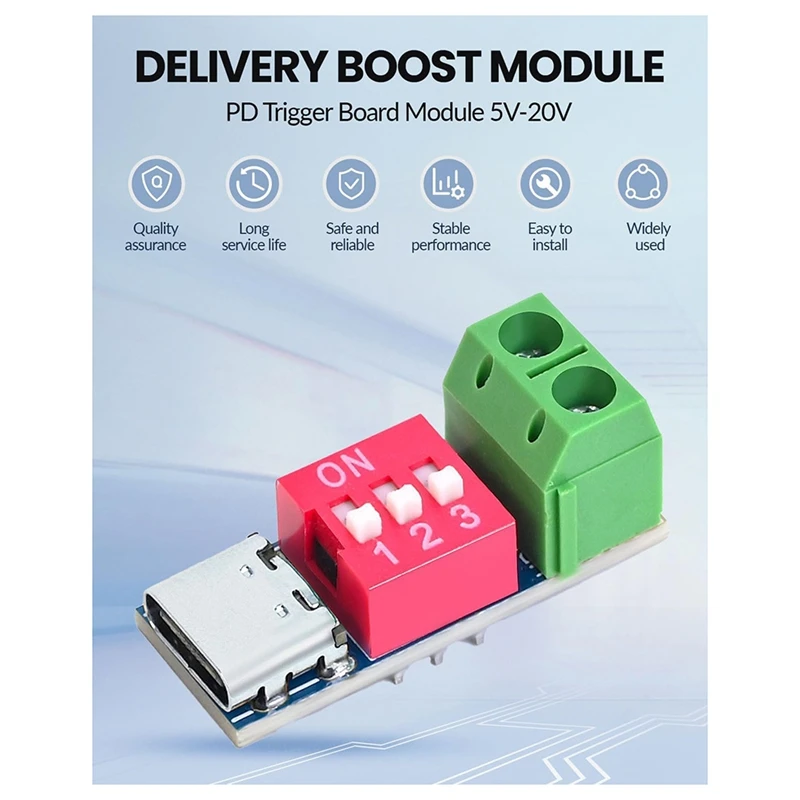 Модуль триггерной платы ABUL-USB-C PD PD/QC Decoy Быстрая зарядка USB Type-C до 12 В Высокоскоростное зарядное устройство Подвышение выходной мощности