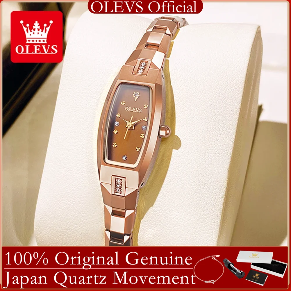 

OLEVS 5501, тонкие тонкие женские часы, роскошные винтажные часы из вольфрамовой стали, квадратные элегантные кварцевые женские часы с бриллиантами, хит продаж