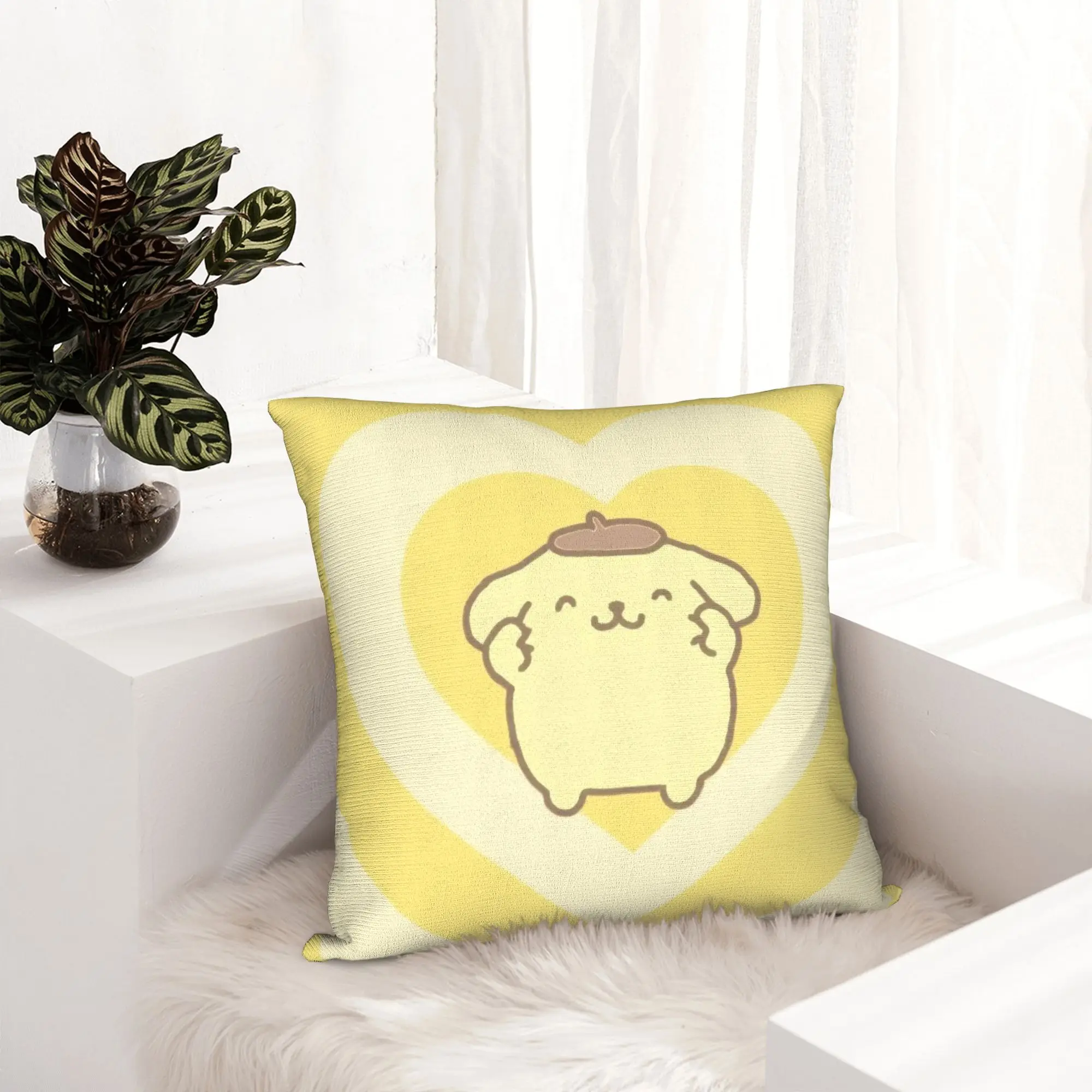 Pompompurins Kawaii Yellow Pillowcase Printed Polyester Cushion Cover Decorative  Pillow Case Cover Home Square 45*45cm