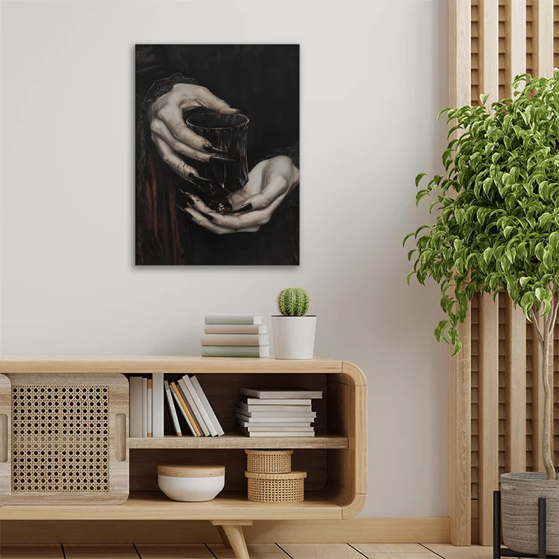 

"Framed Drink Canvas Wall Art - Dark Halloween Home Decor, Perfect for Weddings and Anniversaries"