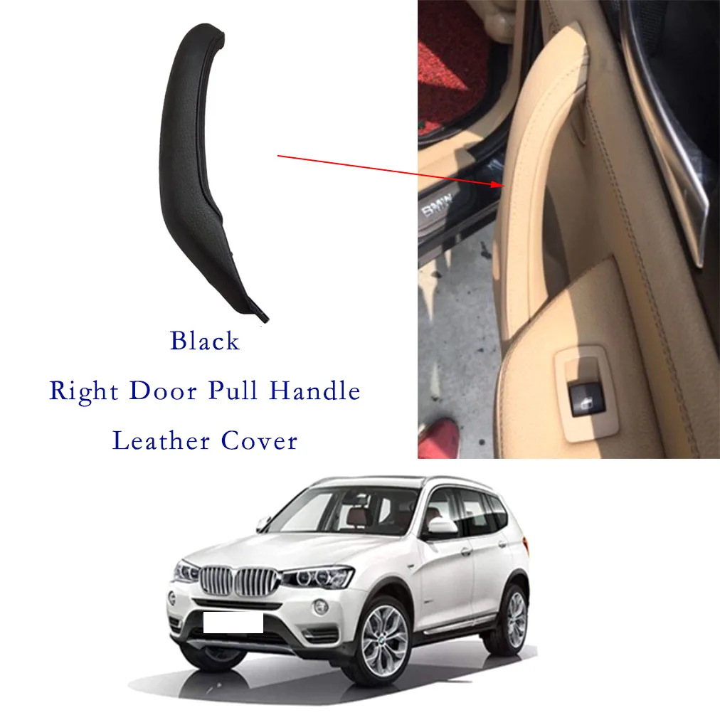 Car Right Door Pull Handle Leather Cover Trim For BMW X3 X4 F25 F26 2010-2017