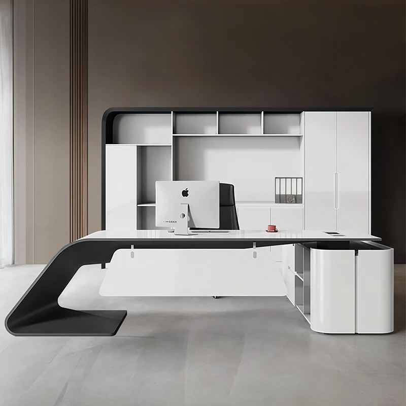 

White Reception Office Desk Organizers Organizers Minimalist Office Desk Long Wooden Study Meuble Bureau Commercial Furniture