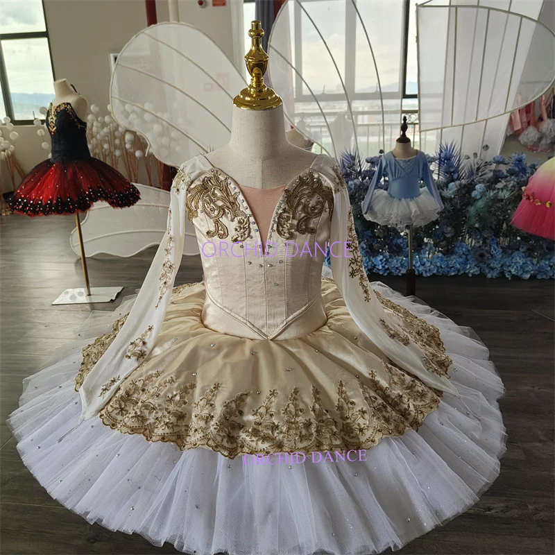 hot selling  fashion Unique Design Kids Girls Children Women Adult Performance Wear gold Ballet Tutu Costumes