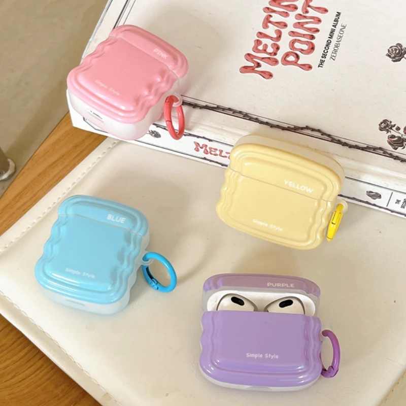 

Creativity wave Solid color Earphone Case For Apple Airpods Pro 2 3 1 4 Cover with Charm silicone Cute Headphone Charging Cases