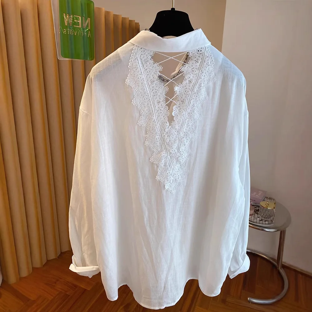 Women Tops Blouses Fashion Lace Casual Long Sleeve Office Lady OL Shirts Slim Blusas Camisas De Mujer