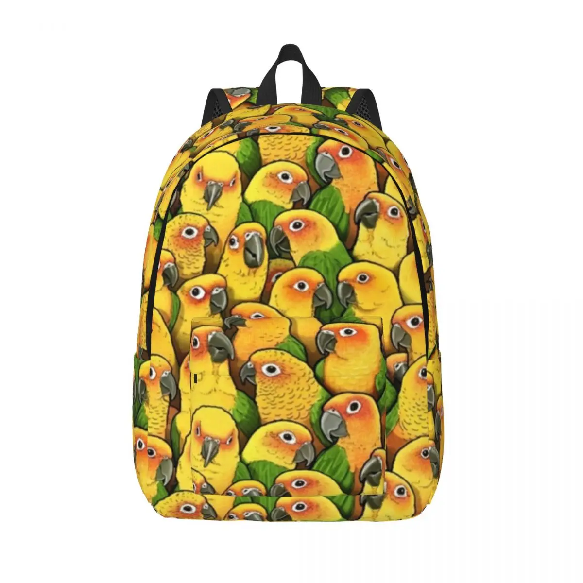 

Yellow Parrot Print Canvas Backpacks Jenday Conures Bag Back To School Backpack Lightweight Universal Bags