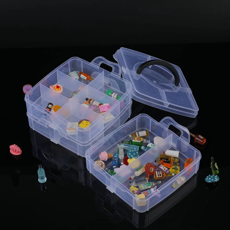 Three-Layer Storage Box Plastic Portable Detachable Jewelry Storage Box Transparent Cosmetic Toy Storage Box