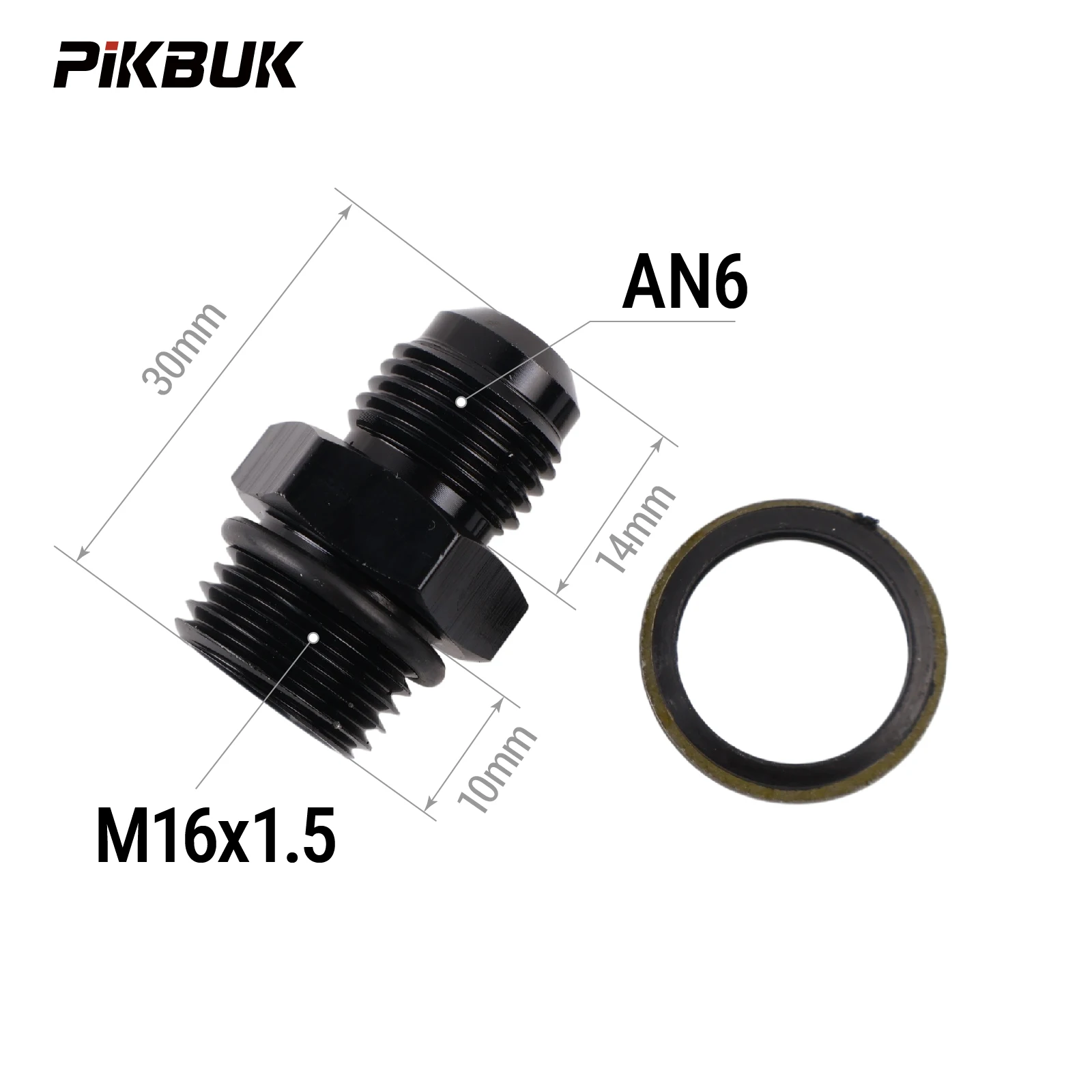 PIKBUK Aluminium AN6 AN8 AN10 AN12 auf M10/12/14/16/18/20/22x1.5 Adapter Flare-Fitting Auto-Schlauchanschluss Stecker Ölkühler-Anschluss