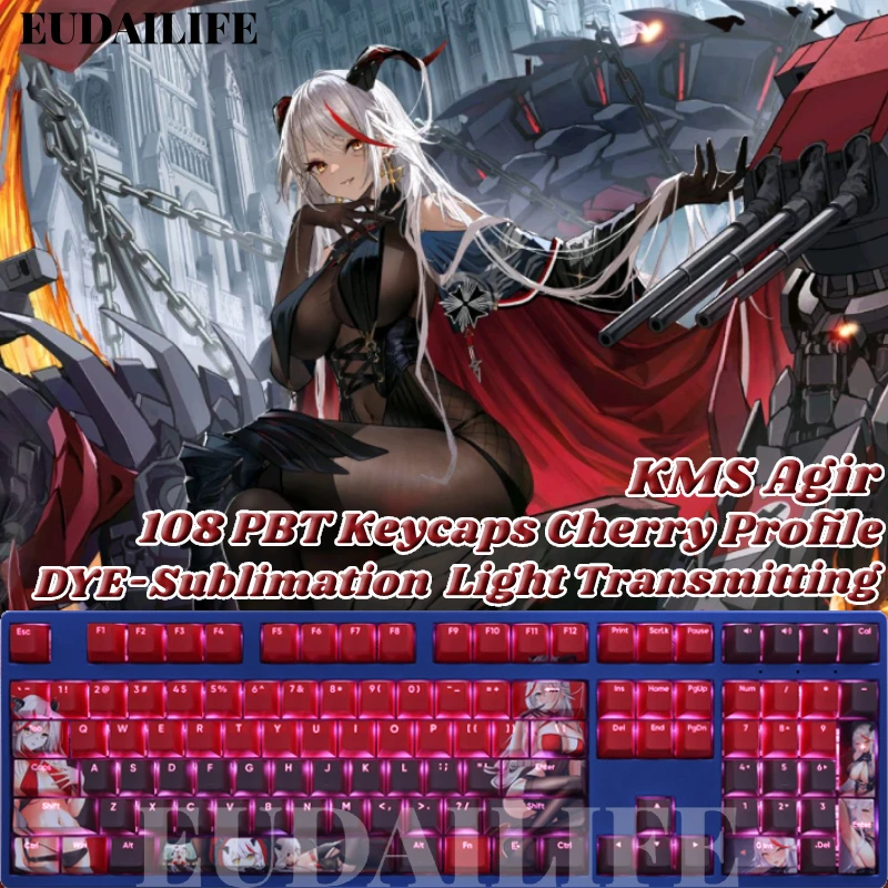 

Agir 108 Keycap PBT DYE Sublimation Azur Lane Game Light Transmitting Cherry Switch Cross Key Cover for Mechanical Keyboard Gift