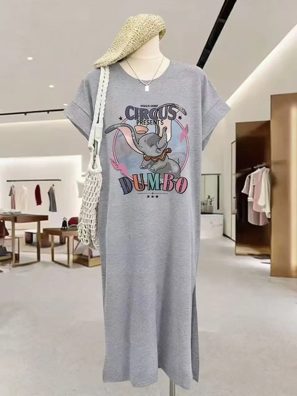Summer New Style Women's Sleep Dress T-shirt Long Dress Loose plus Size Slimming Dress Can Be Worn outside Home Casual Comfor...