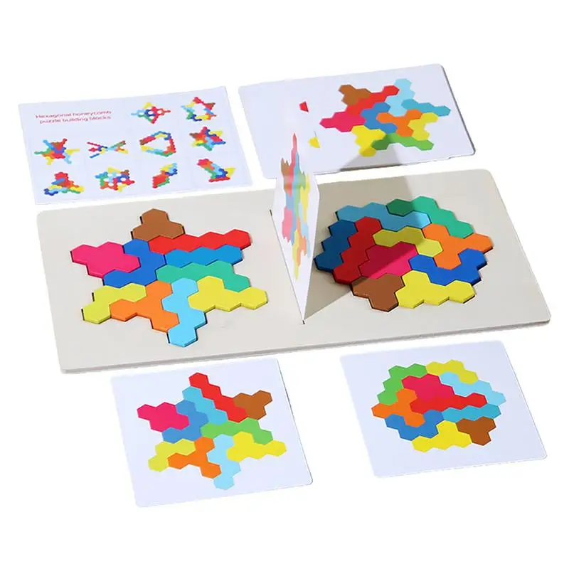 Wood Block Puzzle Puzzles Manipulatives Games Early Education Wooden Pattern Blocks Set Tangram Puzzles For Toddler 3-5