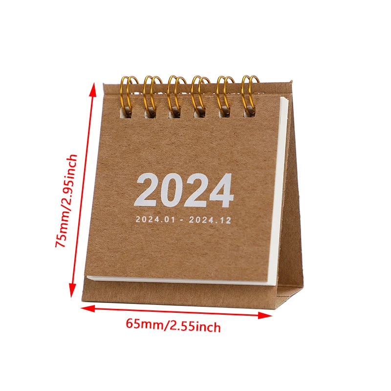 Refreshing Simple Solid Color 2024 Mini Portable Desktop Paper Calendar Creative Table Coil Calendar Office Desk Decoration