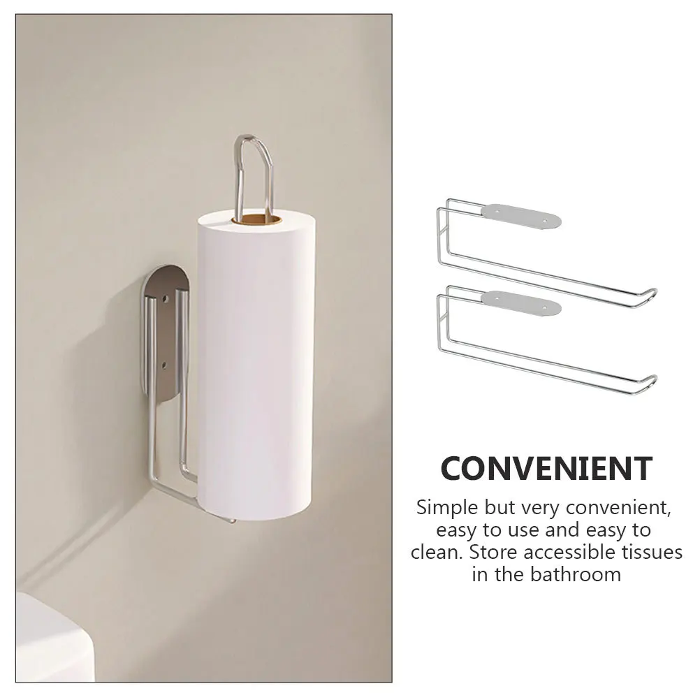 

2Pcs Stainless Steel Kitchen Paper Towel Holder Wall Mount Roll Paper Stand for Bathroom Cabinet Under Counter Use