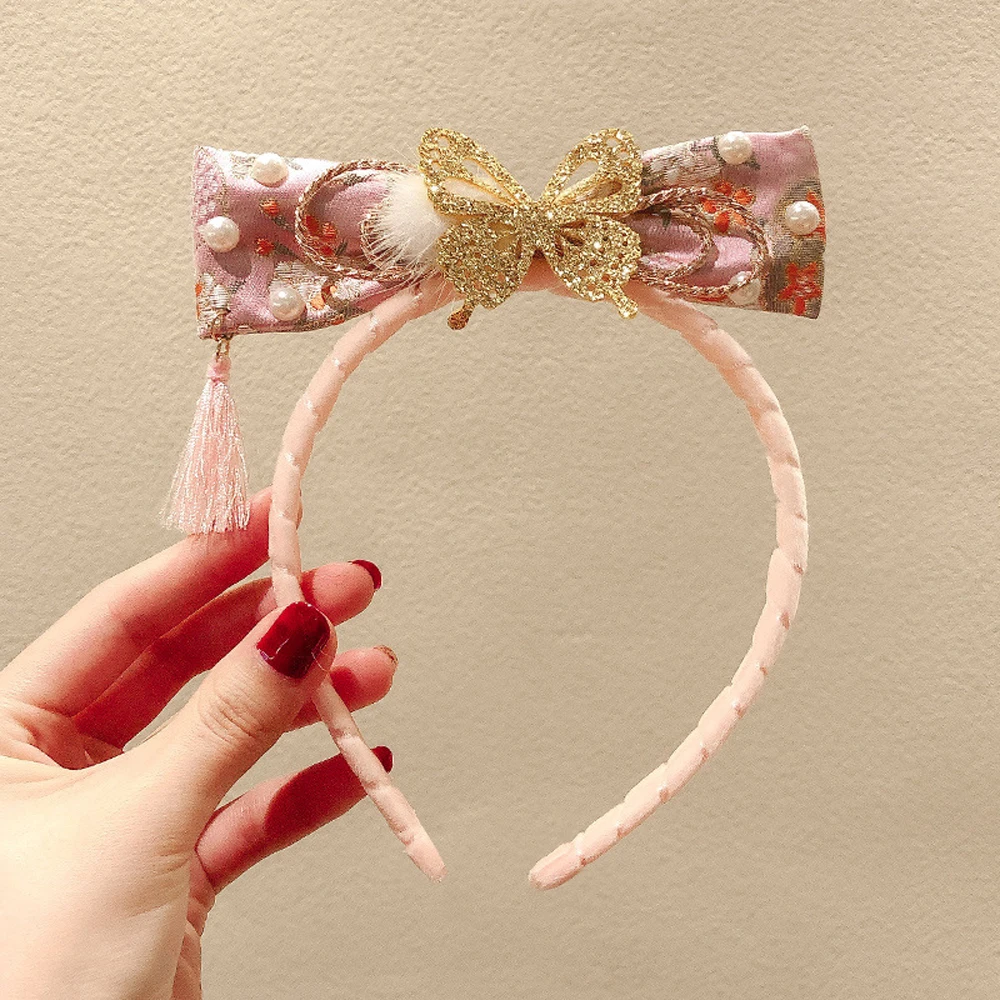 

Retro New Year Gift Red Peking Opera Headwear Tassel Head Hoop Festivel Headband Head Buckle