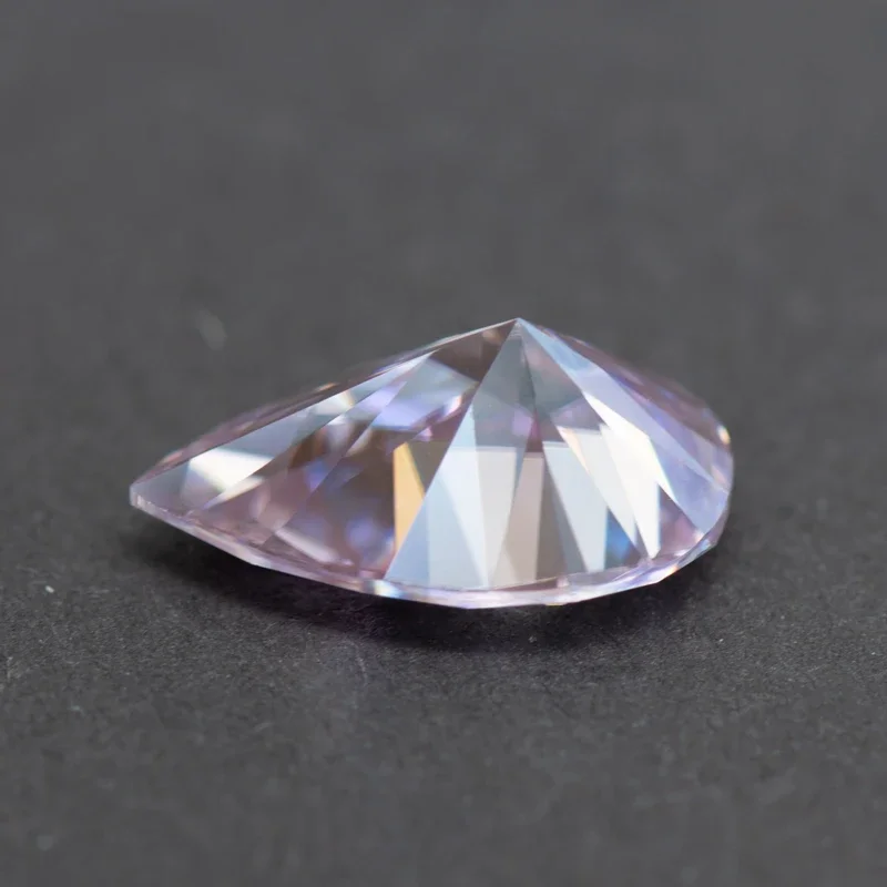 Moissanite Stone Pear Cut Light Purple Color  Charms Gemstone Advanced Shiny Jewelry Rings Earrings Making with Certificate
