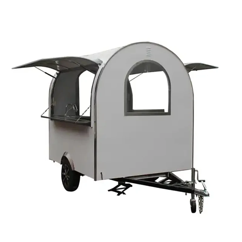 JX-FR220B Small Gas Mobile Food Cart With Fryer Fast Snack Cart Mobile Trailer Kitchen