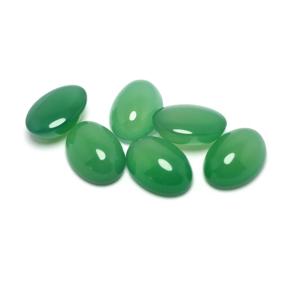6pcs 13x18mm Light Green Agate Oval Cabochon Stone,Polished Stone,Pendants For Earring Jewelry Necklace Making