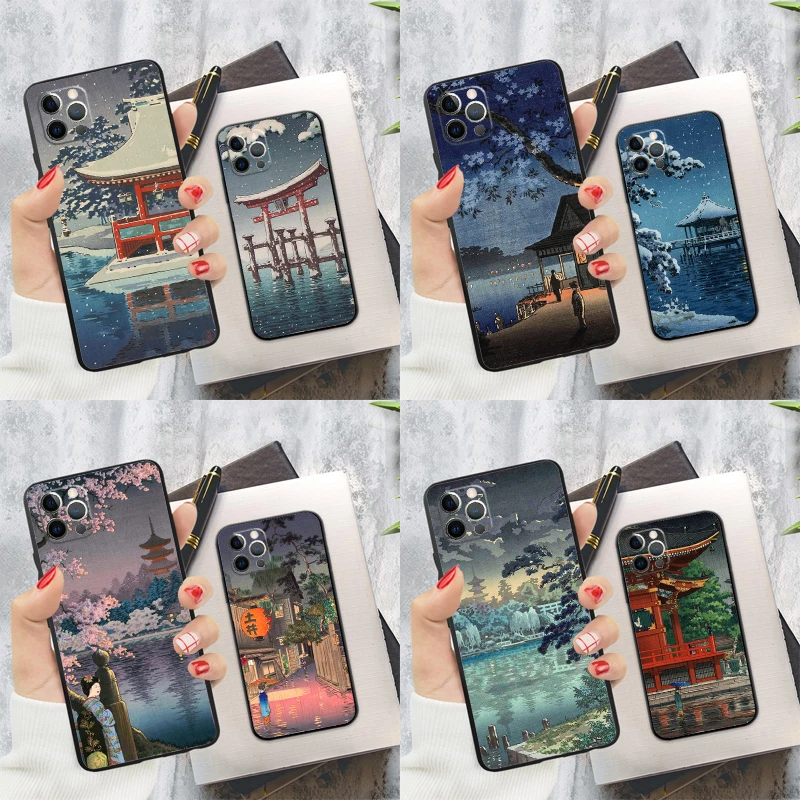 Ukiyo-e Japanese Art Phone Case For iPhone 16 15 14 13 12 11 Pro Max 12 13 Mini 7 8 16 Plus X XR XS Max Cover