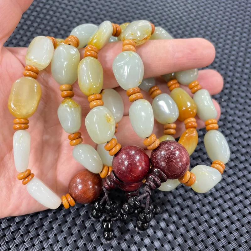 

Hetian Stone Unisex Freeform Small Seed Material Jade Jewelry Bracelet