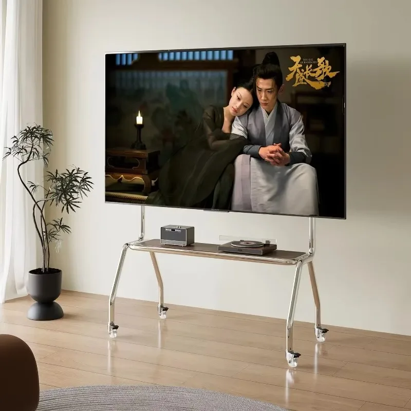 TV Stands for 32-75 Inches Luxury Rolling TV Stand Multifunctional Stainless Steel Cart with 360 Degree Casters for Home Office