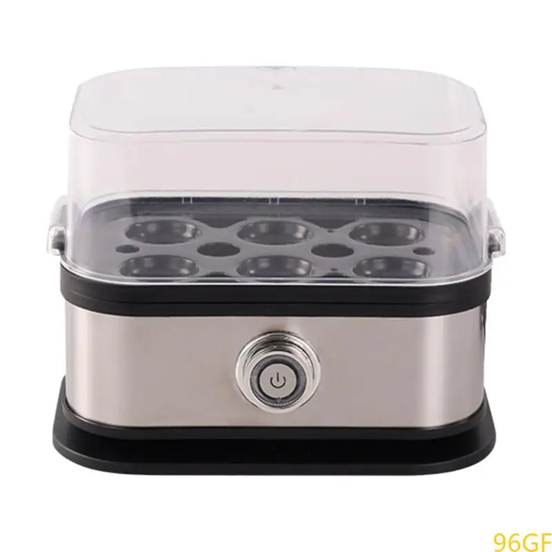 

96GF Electric Eggs Cooker 200W Stainless Steel Automatic Soft Hard Boiling for 6 Eggs Breakfast Cooking Appliance