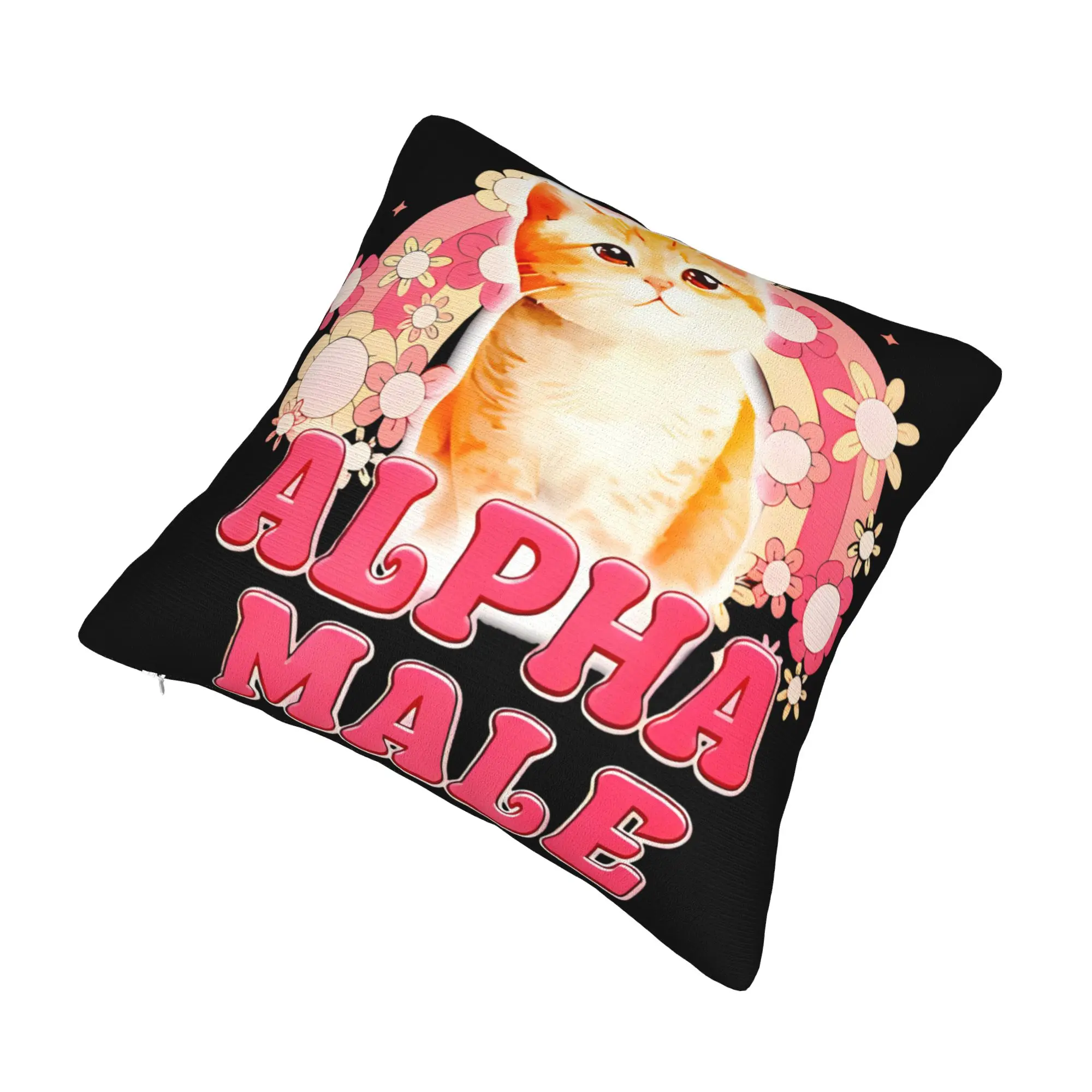 Decorative Pillow Covers Alpha Male Cat Kitten Funny  Accessories Home  Throw Pillow Case Cover Zipper Multi Size