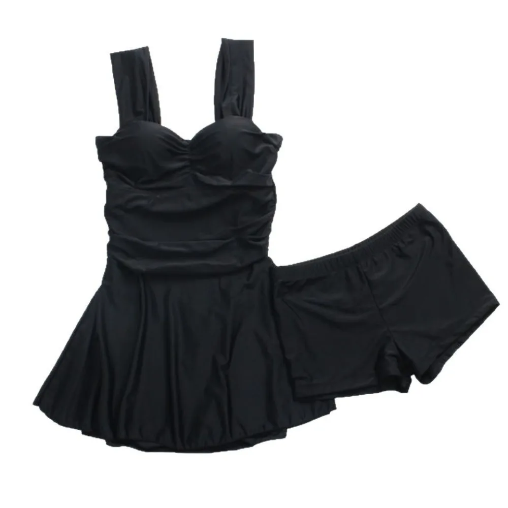 

Padded Conservative Swimsuit Gathered Steel Support Belly Cover Swimsuit Thermal Svelte Design Monokini Bandeau Dress