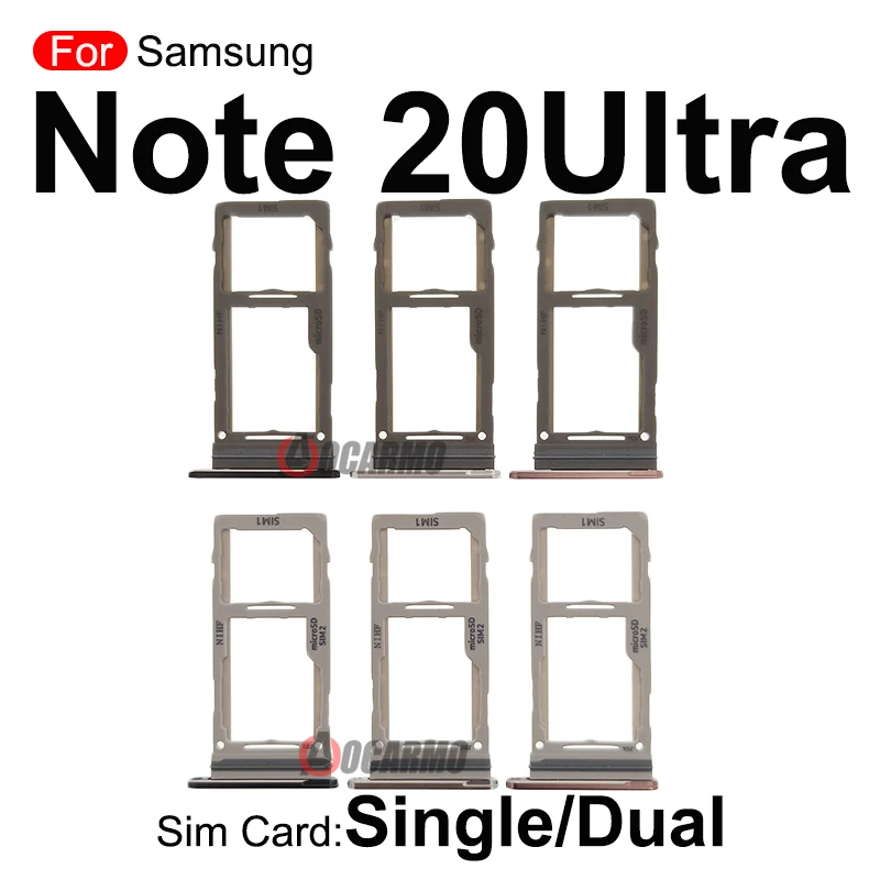 For Samsung Galaxy Note 20 Ultra 20u Dual Sim Tray MicroSD Slot Single SIM Card Replacement Part