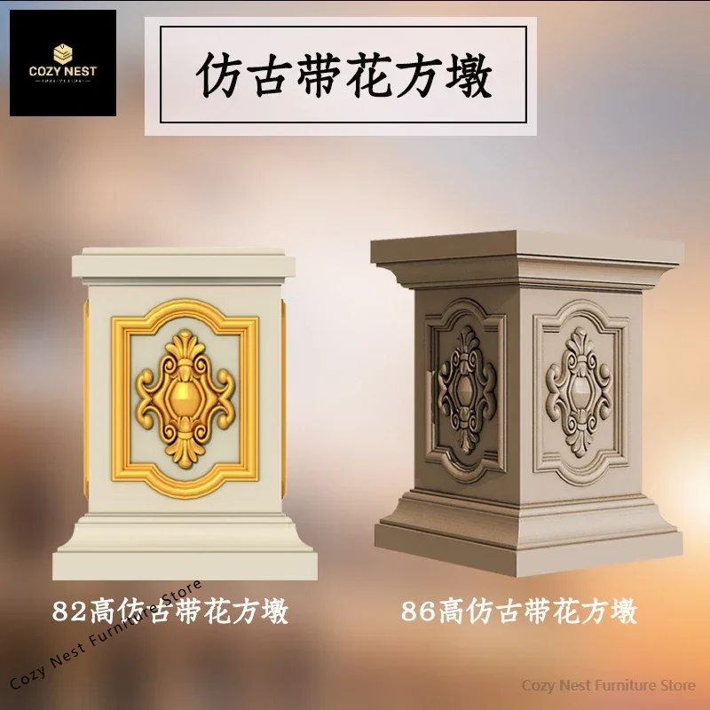 Antique Chinese square pier mold with flowers Roman column modeling square column foot model Cement cast-in-place villa building