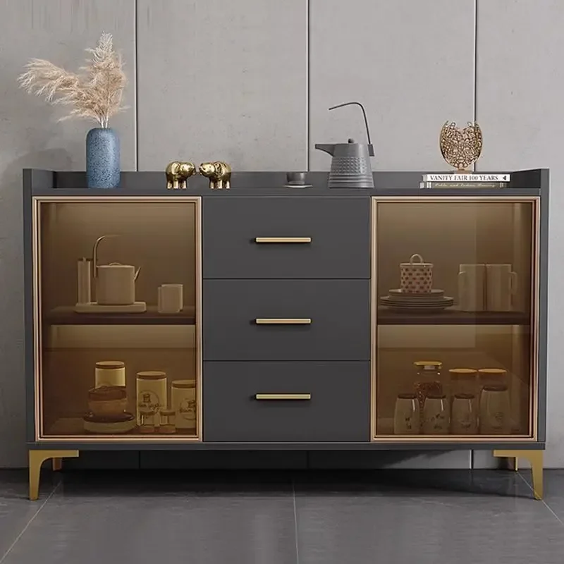 

Modern Sideboard Living Room Cupboard Storage Buffet Cabinets with Glass Door, Kitchen Storage Cabinets, Wood Coffee Bar Tables