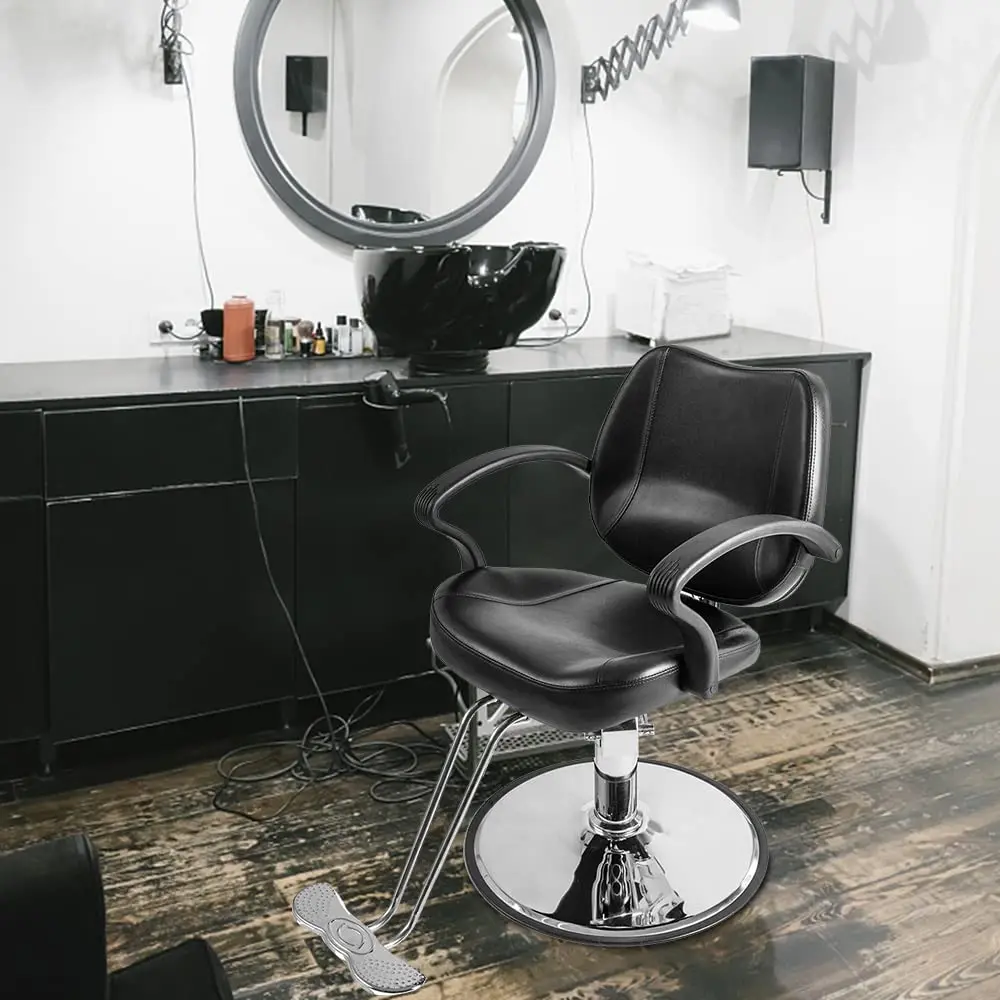 Beauty Salon Barber Chair for Men and Women Hair Stylists, Black | 6'' Adjustable Seat Height, 360 Degree Rolling,, Custom