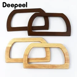 2Pcs Deepeel 13cm Wood Handle WovenBag Making Handles Women Handbag Purse Frame Kiss Clasp DIY Handmade Bracket Bags Accessories